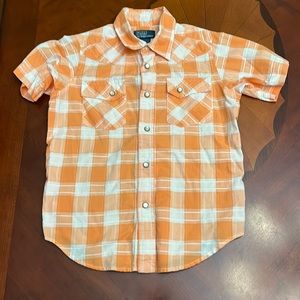 Polo orange plaid short sleeves shirt
